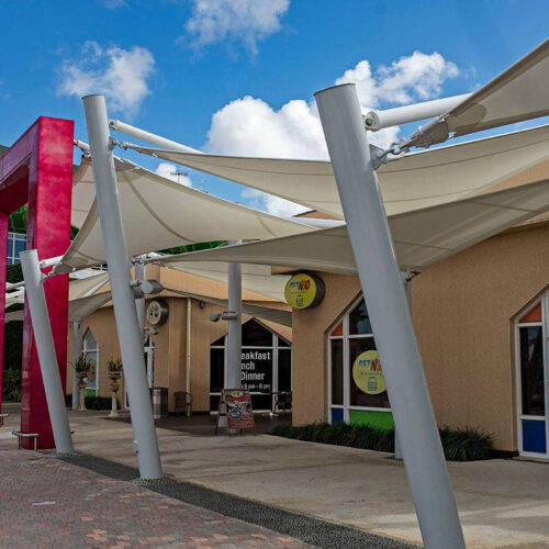Covered walkway canopies
