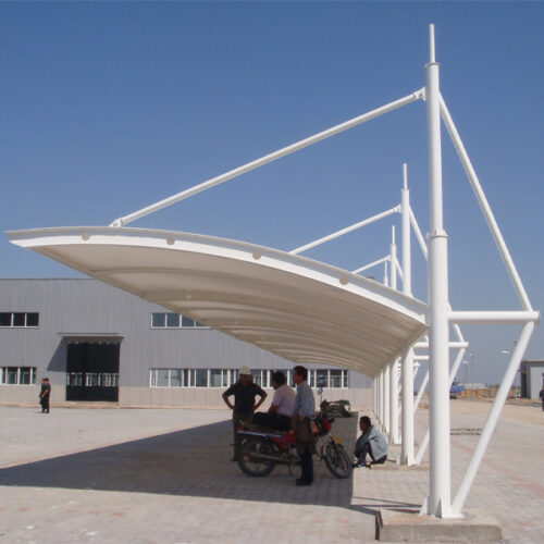 Pull rod membrane structure parking shed