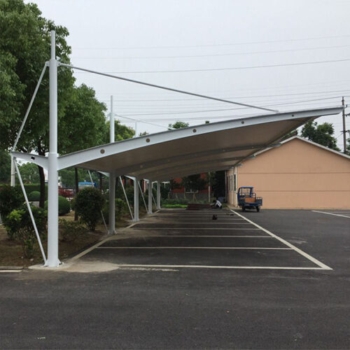 Pull rod membrane structure car shed