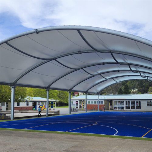 Membrane structure tent, tensioned membrane basketball court
