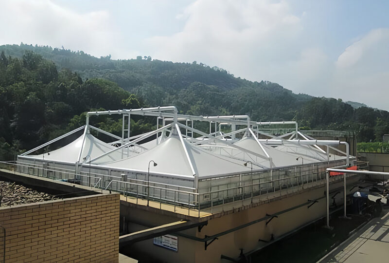 Square sewage tank membrane structure covering project